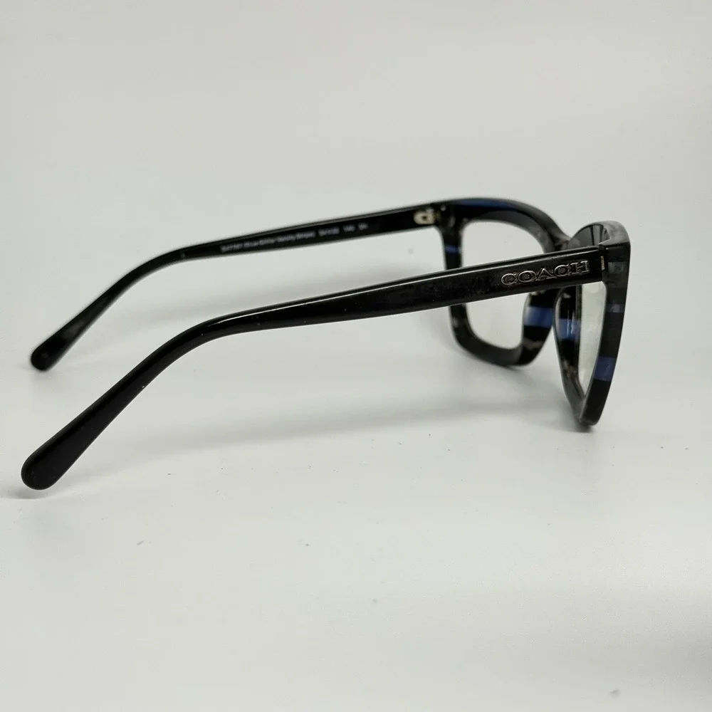 Coach HC 8203 L1630 Blue Glitter Varsity Stripe Cat Eye Eyeglass Frame 54-22-140